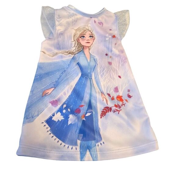 18" Doll Frozen Nightgown Elsa In A Flurry Sequined Ruffled Sleeves - Picture 1 of 13